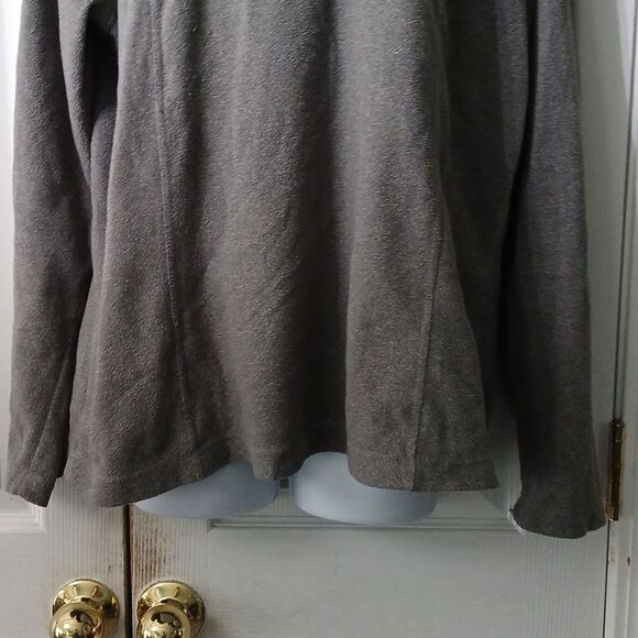 Lands' End  gray fleece turtle neck pull over therma check Sz L (14-16) - Picture 2 of 5